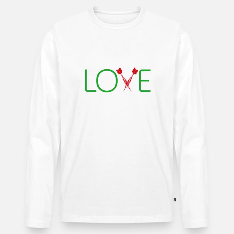Darts Dart Love - Männer Premium Bio Langarmshirt - Weiß