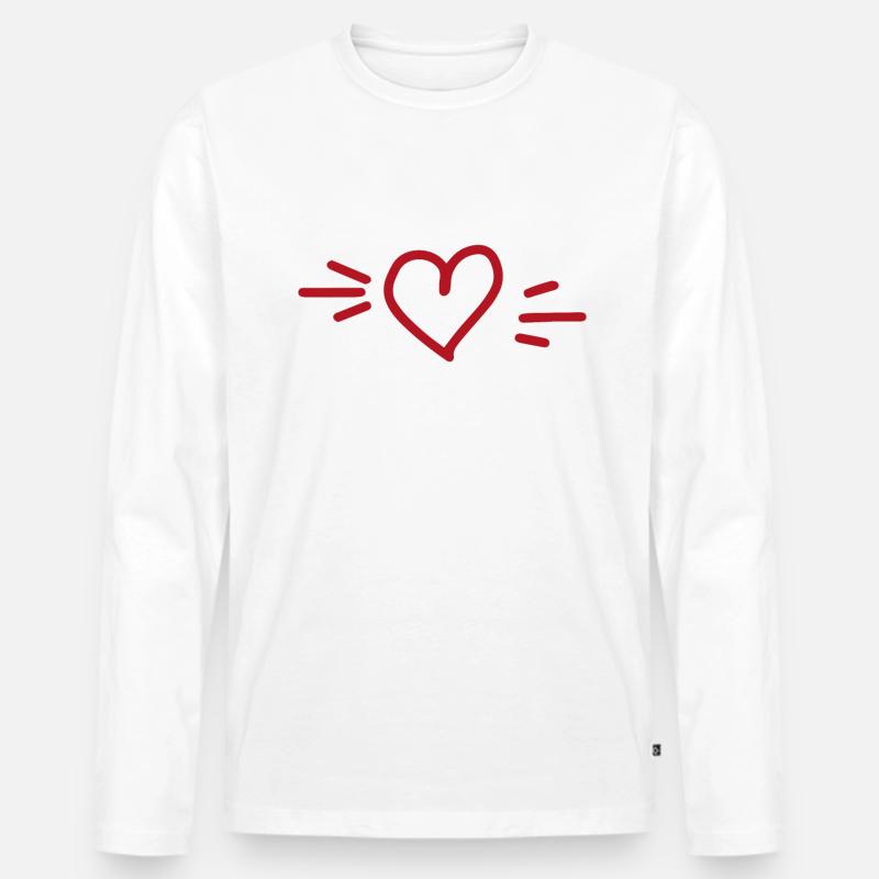 Herz gezeichnet - Männer Premium Bio Langarmshirt - Weiß
