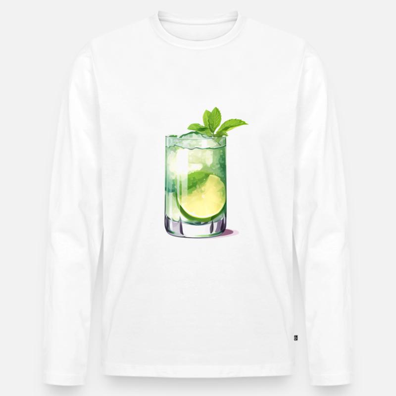 Mojito Cocktail Longdrink - Männer Premium Bio Langarmshirt - Weiß