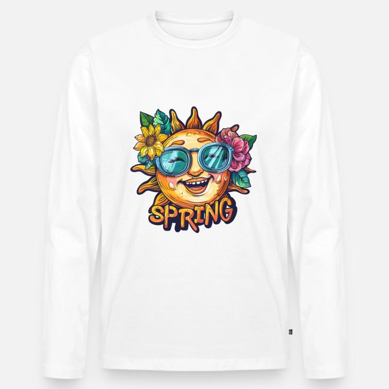 Frühling Spring Sonne Blumen - Männer Premium Bio Langarmshirt - Weiß