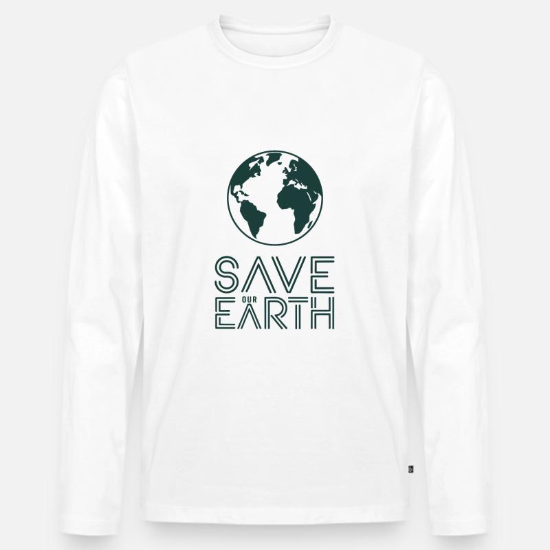 Save our Earth Erde Umweltaktivist - Männer Premium Bio Langarmshirt - Weiß