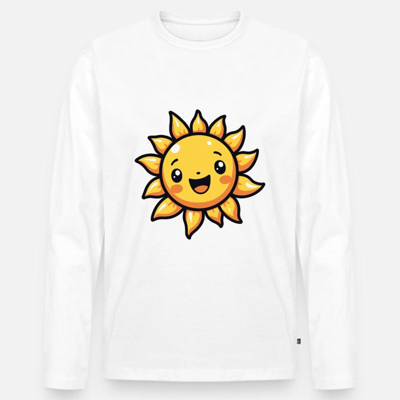 Lachende Sonne – Gute-Laune-Garantie - Männer Premium Bio Langarmshirt - Weiß