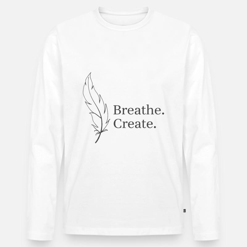 Breath Create Feder Leichtigkeit - Männer Premium Bio Langarmshirt - Weiß
