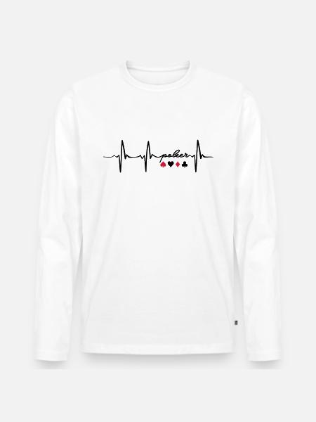 Heartbeat of poker - Men's Premium Organic Long Sleeve Shirt - white