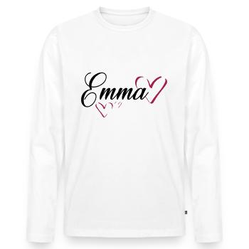 Emma nom prénom - T-shirt manches longues Premium bio Homme - blanc - Devant - Nico (187cm)