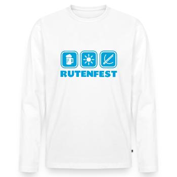 Rutenfest Ravensburg Bier Sonne Armbrust - Männer Premium Bio Langarmshirt - Weiß - Vorne - Nico (187cm)