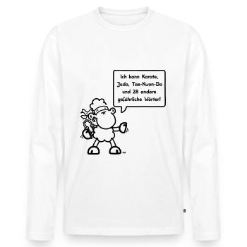 Sheepworld - Karate - Männer Premium Bio Langarmshirt - Weiß - Vorne - Nico (187cm)