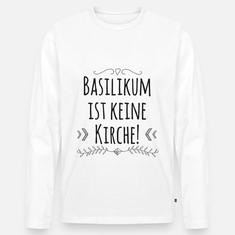 Kochen Spruch Basilikum - Männer Premium Bio Langarmshirt - Weiß