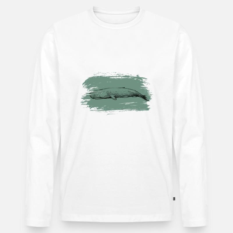 Wal - Männer Premium Bio Langarmshirt - Weiß