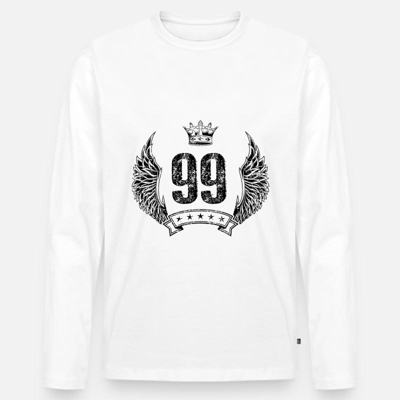 99 Zahl Krone - Männer Premium Bio Langarmshirt - Weiß