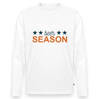 Saison de la bière - T-shirt manches longues Premium bio Homme - blanc - Devant - Nico (187cm)