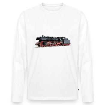Dampflok 03.10 - Männer Premium Bio Langarmshirt - Weiß - Vorne - Nico (187cm)