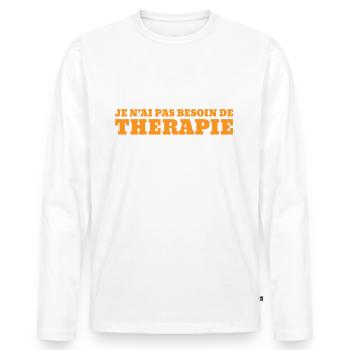 Pétanque thérapie - T-shirt manches longues Premium bio Homme - blanc - Devant - Nico (187cm)