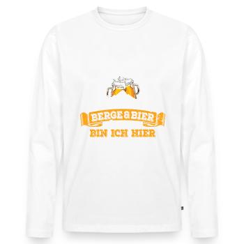 Berge & Bier - darum bin ich hier - Wandern - Männer Premium Bio Langarmshirt - Weiß - Vorne - Nico (187cm)