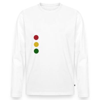 Ampel - Nicht meine Regierung - Spruch - Männer Premium Bio Langarmshirt - Weiß - Vorne - Nico (187cm)