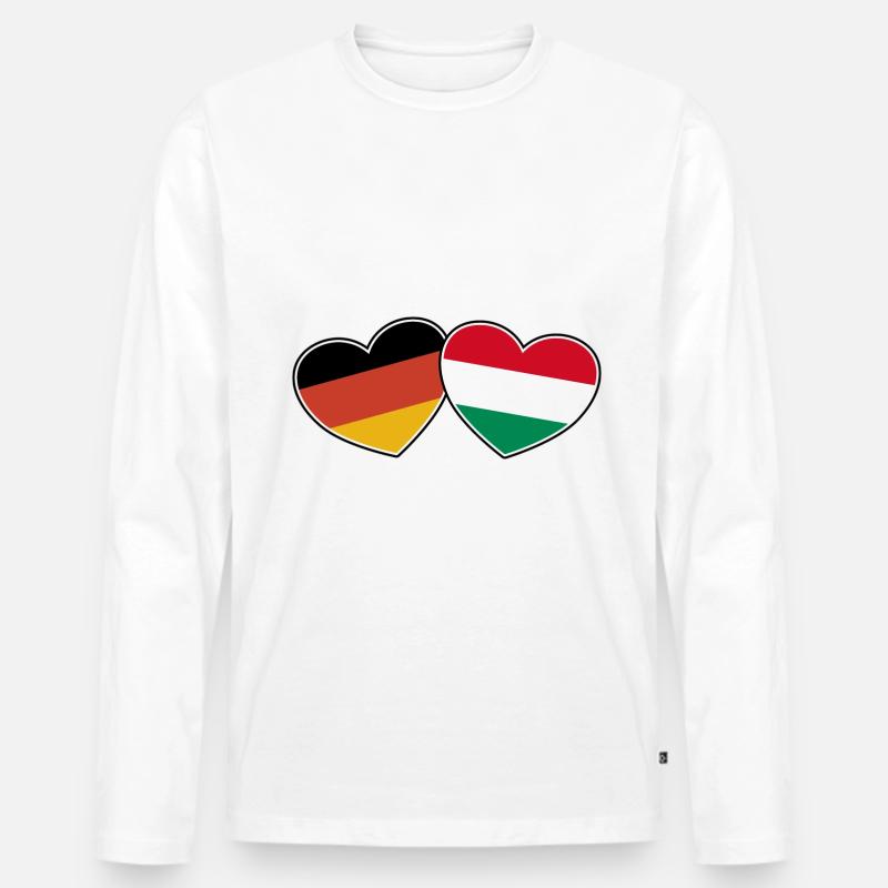 Deutsch Ungarische Freundschaft - Geschenk - Männer Premium Bio Langarmshirt - Weiß