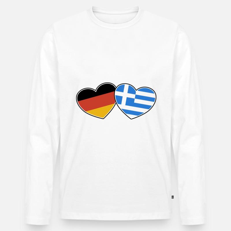 Deutsch Griechische Freundschaft - Geschenk - Männer Premium Bio Langarmshirt - Weiß