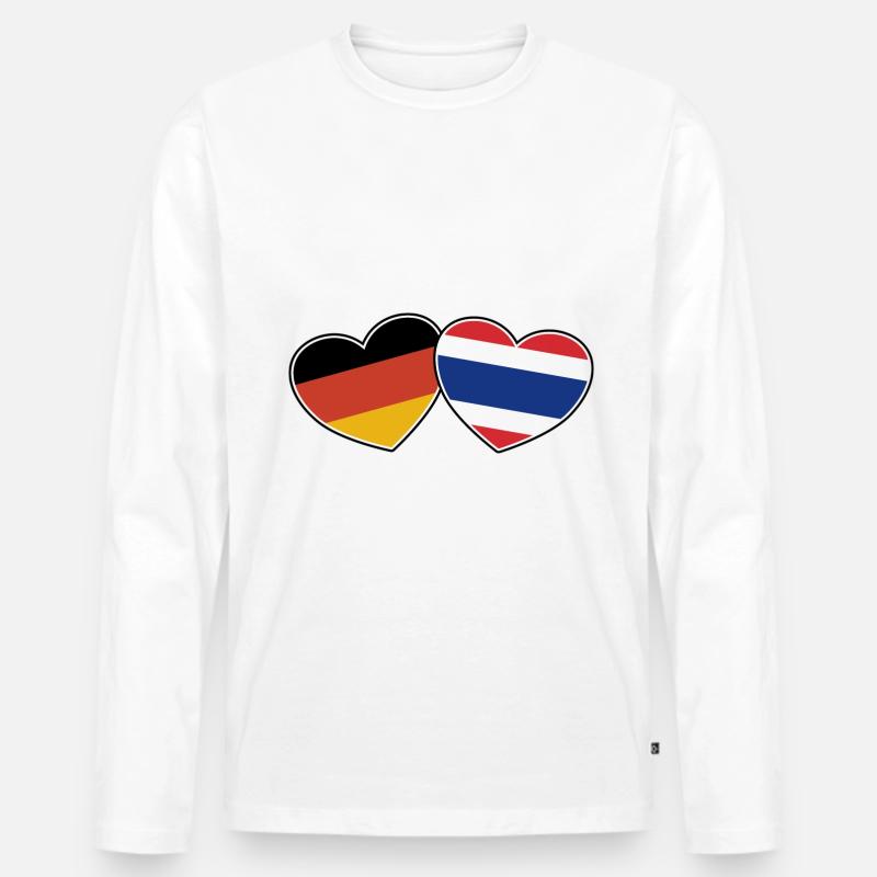 Deutsch Thailändische Freundschaft -- Geschenk - Männer Premium Bio Langarmshirt - Weiß