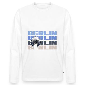 Tour de télévision de la capitale berlinoise - T-shirt manches longues Premium bio Homme - blanc - Devant - Nico (187cm)