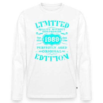 Geburtstag 1989 Limited Edition Geschenk Used Cool - Männer Premium Bio Langarmshirt - Weiß - Vorne - Nico (187cm)