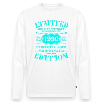 Birthday 1990 Limited Edition Gift Used Cool - Men's Premium Organic Long Sleeve Shirt - white - Front - Nico (187cm)