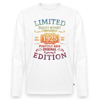 Geburtstag 1925 Limited Edition Geschenk Used Cool - Männer Premium Bio Langarmshirt - Weiß - Vorne - Nico (187cm)