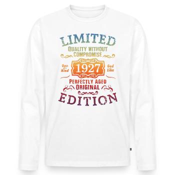 Anniversaire 1927 Édition Limitée Cadeau Occasion Cool - T-shirt manches longues Premium bio Homme - blanc - Devant - Nico (187cm)