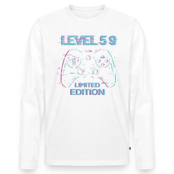 Anniversaire Niveau 59 Gaming Édition Limitée Gamer - T-shirt manches longues Premium bio Homme - blanc - Devant - Nico (187cm)
