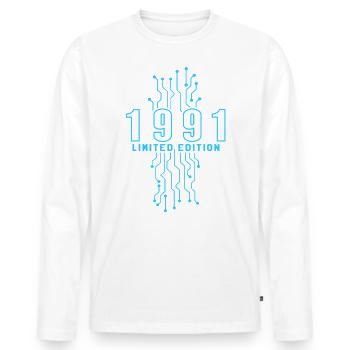 Anniversaire 1991 Gaming Limited Edition Gamer - T-shirt manches longues Premium bio Homme - blanc - Devant - Nico (187cm)