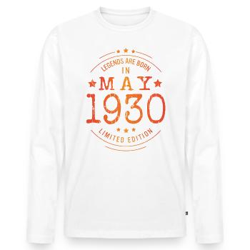 Birthday May 1930 Limited Edition Vintage - Men's Premium Organic Long Sleeve Shirt - white - Front - Nico (187cm)