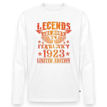 Birthday February 1923 Limited Edition Vintage - Men's Premium Organic Long Sleeve Shirt - white - Front - Nico (187cm)