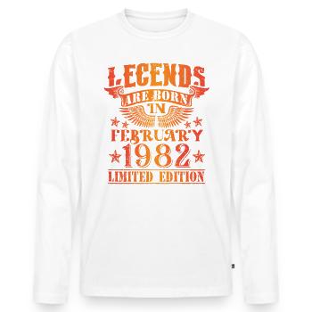 Birthday February 1982 Limited Edition Vintage - Men's Premium Organic Long Sleeve Shirt - white - Front - Nico (187cm)