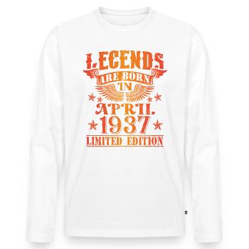 Birthday April 1937 Limited Edition Vintage - Men's Premium Organic Long Sleeve Shirt - white - Front - Nico (187cm)