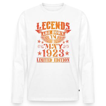 Birthday May 1923 Limited Edition Vintage - Men's Premium Organic Long Sleeve Shirt - white - Front - Nico (187cm)