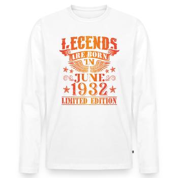 Anniversaire Juin 1932 Edition Limitée Millésime - T-shirt manches longues Premium bio Homme - blanc - Devant - Nico (187cm)