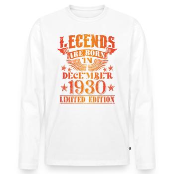 Anniversaire Décembre 1930 Edition Limitée Millésime - T-shirt manches longues Premium bio Homme - blanc - Devant - Nico (187cm)