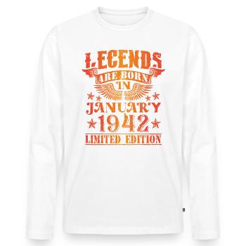 Anniversaire Janvier 1942 Edition Limitée Millésime - T-shirt manches longues Premium bio Homme - blanc - Devant - Nico (187cm)
