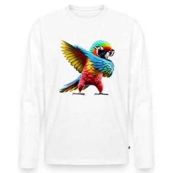 Drôle Dabbing Perroquet Oiseau Amoureux des animaux Oiseau - T-shirt manches longues Premium bio Homme - blanc - Devant - Nico (187cm)
