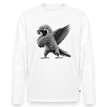 Drôle Dabbing Perroquet Oiseau Amoureux des animaux Oiseau - T-shirt manches longues Premium bio Homme - blanc - Devant - Nico (187cm)