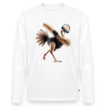 Lustiges Dabbing Straus Vogel Tierliebhaber Strauß - Männer Premium Bio Langarmshirt - Weiß - Vorne - Nico (187cm)