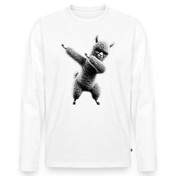 Lustiges Dabbing Alpaka Lama Tierliebhaber Safari - Männer Premium Bio Langarmshirt - Weiß - Vorne - Nico (187cm)