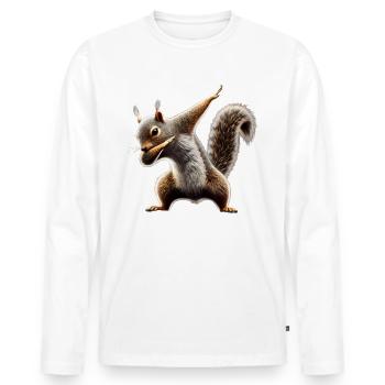 Funny Dabbing Squirrel Animal Lover Animals - Men's Premium Organic Long Sleeve Shirt - white - Front - Nico (187cm)