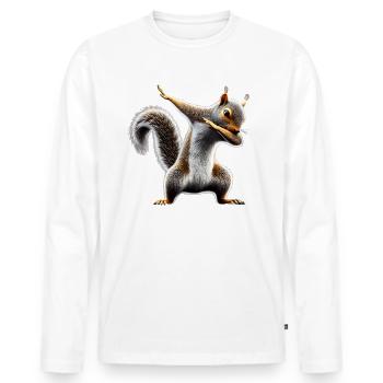 Funny Dabbing Squirrel Animal Lover Animals - Men's Premium Organic Long Sleeve Shirt - white - Front - Nico (187cm)