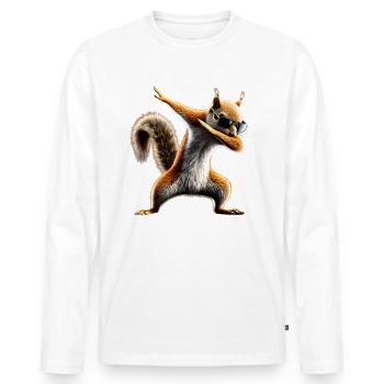 Funny Dabbing Squirrel Animal Lover Animals - Men's Premium Organic Long Sleeve Shirt - white - Front - Nico (187cm)