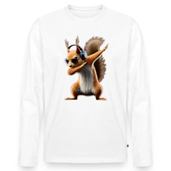 Funny Dabbing Squirrel Animal Lover Animals - Men's Premium Organic Long Sleeve Shirt - white - Front - Nico (187cm)