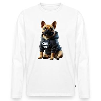 Drôle de bouledogue français Chill Out Chill Out - T-shirt manches longues Premium bio Homme - blanc - Devant - Nico (187cm)
