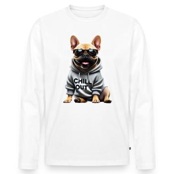 Drôle de bouledogue français Chill Out Chill Out - T-shirt manches longues Premium bio Homme - blanc - Devant - Nico (187cm)