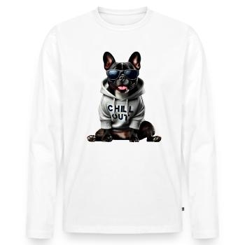 Drôle de bouledogue français Chill Out Chill Out - T-shirt manches longues Premium bio Homme - blanc - Devant - Nico (187cm)