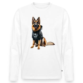 Drôle de berger allemand Chill Out Chill - T-shirt manches longues Premium bio Homme - blanc - Devant - Nico (187cm)