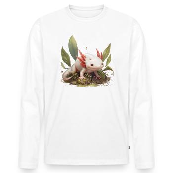 Axolotl Motif Tail Lurch Animal Lover Headphones - Men's Premium Organic Long Sleeve Shirt - white - Front - Nico (187cm)